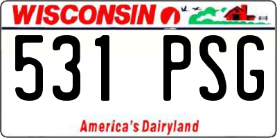 WI license plate 531PSG