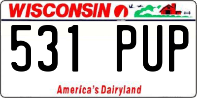 WI license plate 531PUP