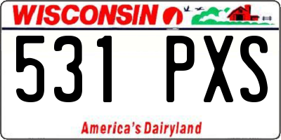 WI license plate 531PXS