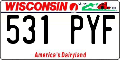 WI license plate 531PYF