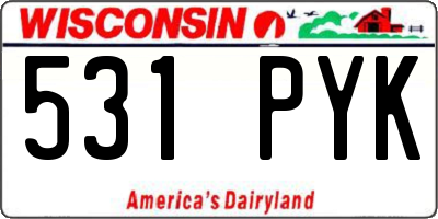 WI license plate 531PYK