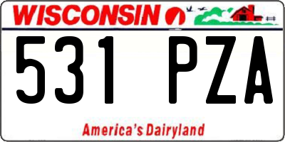 WI license plate 531PZA
