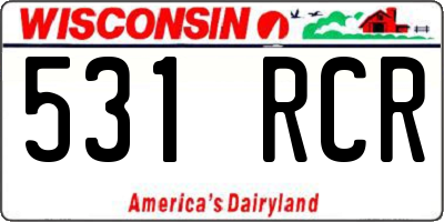 WI license plate 531RCR