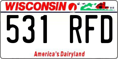 WI license plate 531RFD