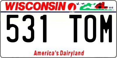 WI license plate 531TOM