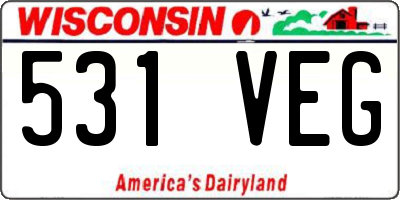 WI license plate 531VEG