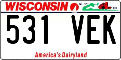 WI license plate 531VEK
