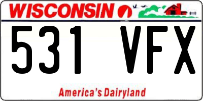 WI license plate 531VFX