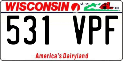 WI license plate 531VPF