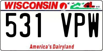WI license plate 531VPW