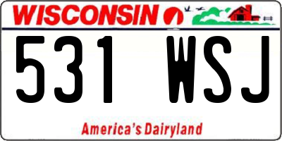 WI license plate 531WSJ
