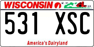 WI license plate 531XSC