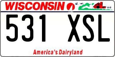WI license plate 531XSL