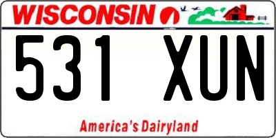 WI license plate 531XUN