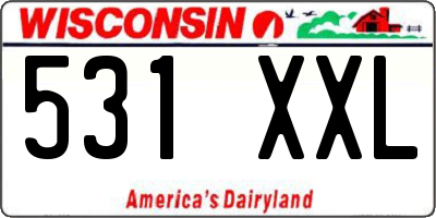 WI license plate 531XXL