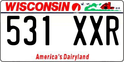 WI license plate 531XXR