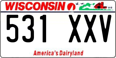 WI license plate 531XXV