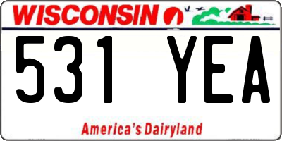 WI license plate 531YEA