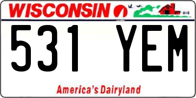 WI license plate 531YEM