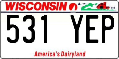 WI license plate 531YEP