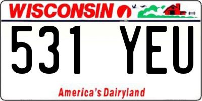 WI license plate 531YEU