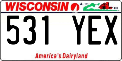 WI license plate 531YEX