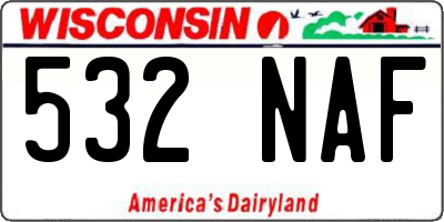 WI license plate 532NAF
