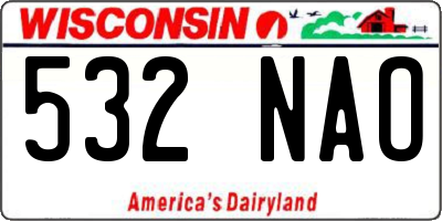 WI license plate 532NAO