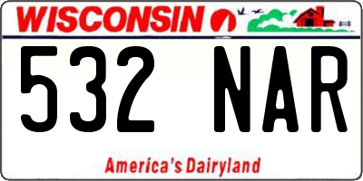 WI license plate 532NAR