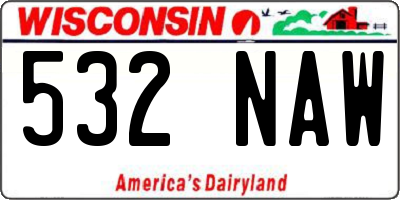 WI license plate 532NAW