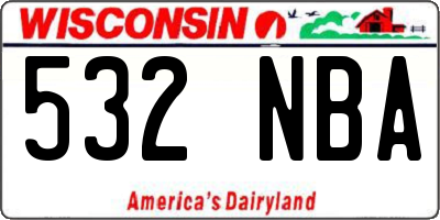 WI license plate 532NBA