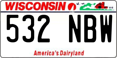 WI license plate 532NBW