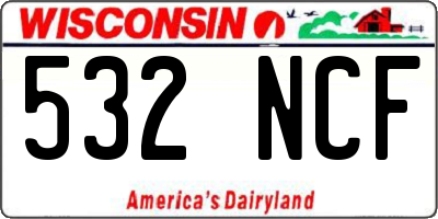 WI license plate 532NCF