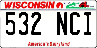 WI license plate 532NCI