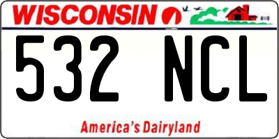 WI license plate 532NCL