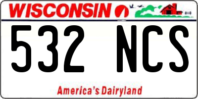 WI license plate 532NCS