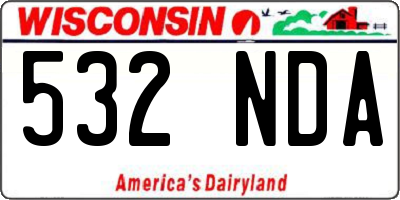 WI license plate 532NDA