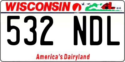WI license plate 532NDL