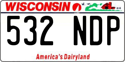 WI license plate 532NDP