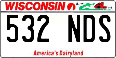 WI license plate 532NDS