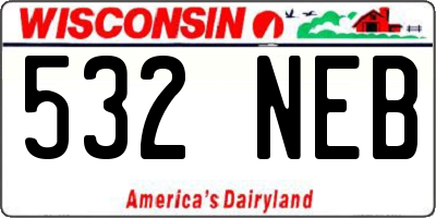 WI license plate 532NEB