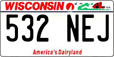 WI license plate 532NEJ