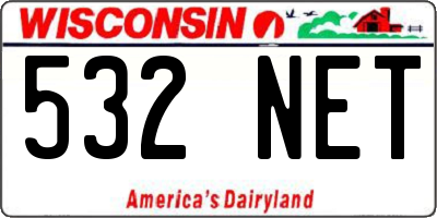 WI license plate 532NET