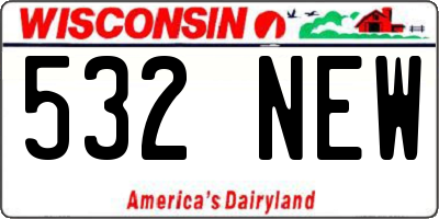 WI license plate 532NEW