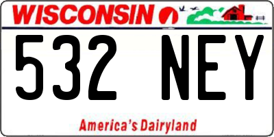 WI license plate 532NEY