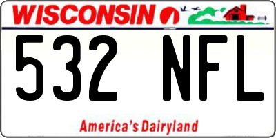 WI license plate 532NFL