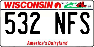 WI license plate 532NFS