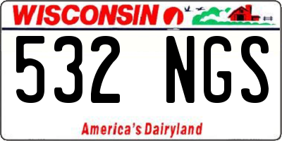 WI license plate 532NGS