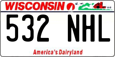 WI license plate 532NHL