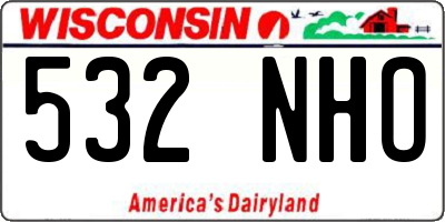 WI license plate 532NHO